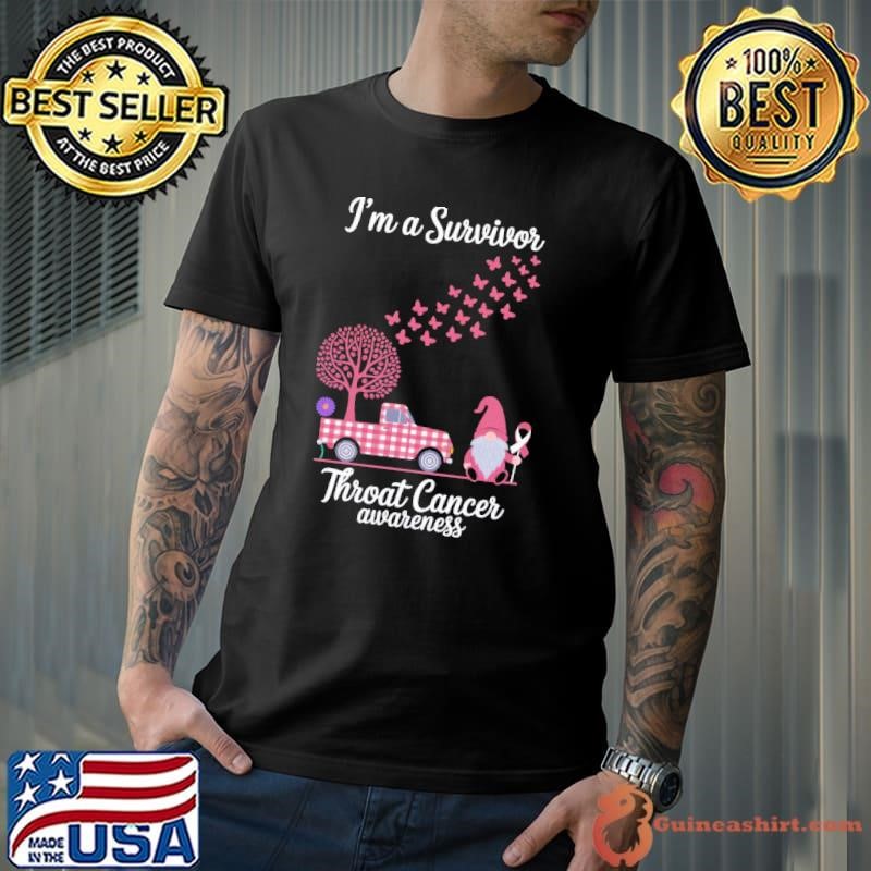 I’m A Survivor Throat Cancer Awareness Gnome Butterflies T-Shirt
