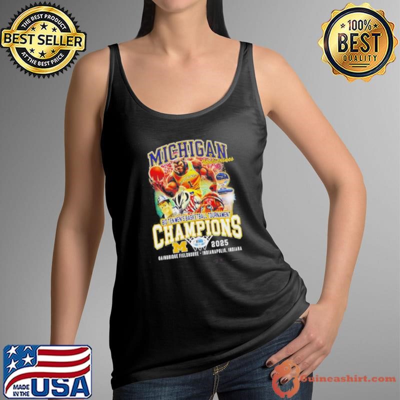 Michigan Wolverines Big Ten Mens Basketball Tournament Champions 2025 Mascot Tank Top