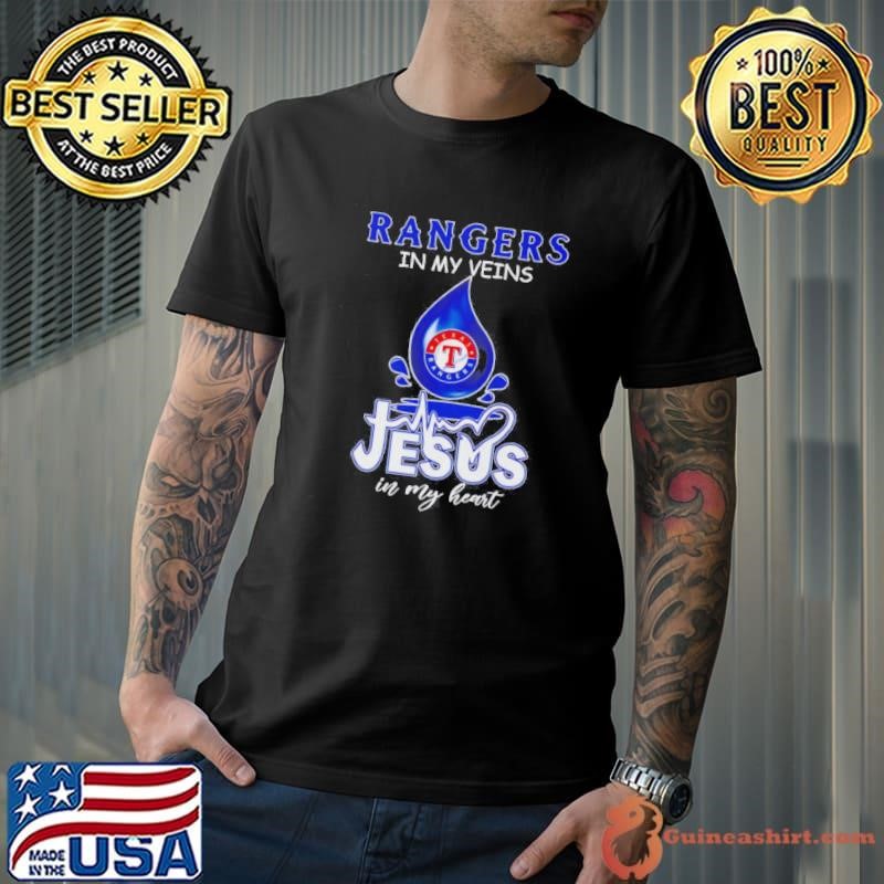 Rangers In My Veins Jesus In My Heart Drop Blood Shirt
