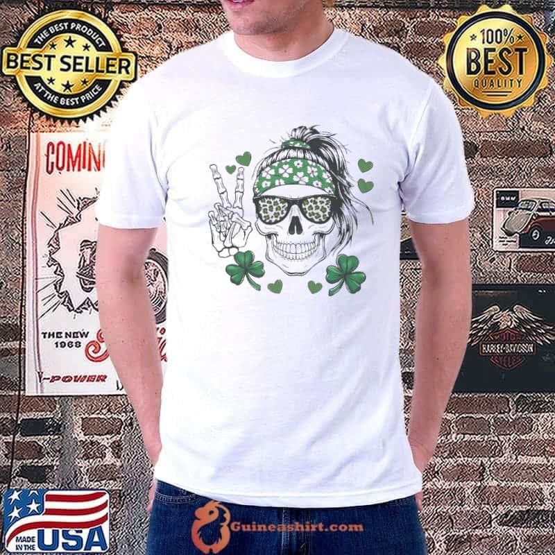 Skull Messy Bun St Patricks Day Saint Pattys Paddys Unisex
