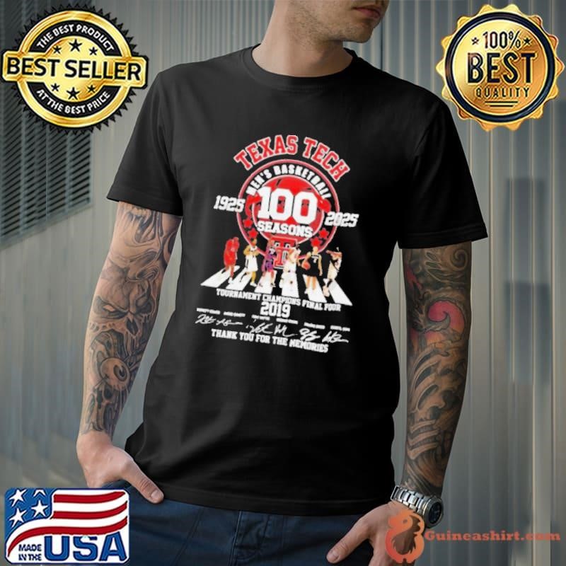 Texas Tech mens basketball 100 seasons 1925 2025 thank you for the memories signature t shirt