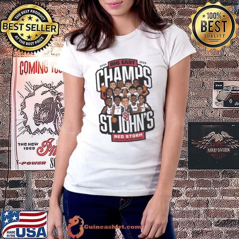 The Big East St Johns Red Storm Mens Basketball 2025 Conference Champions Cartoon Ladiestee
