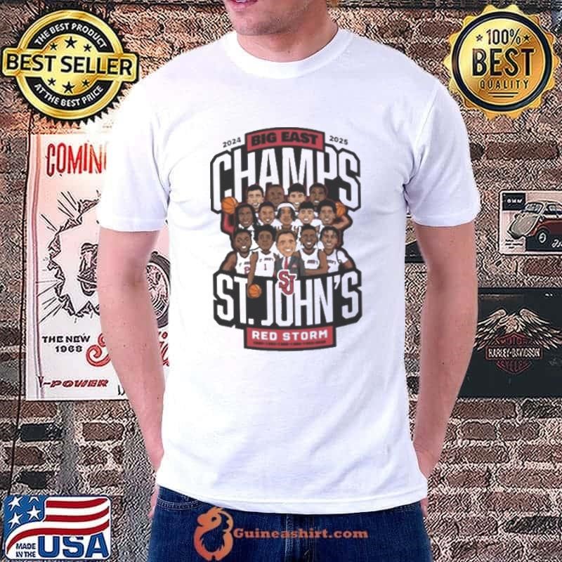 The Big East St Johns Red Storm Mens Basketball 2025 Conference Champions Cartoon Unisex