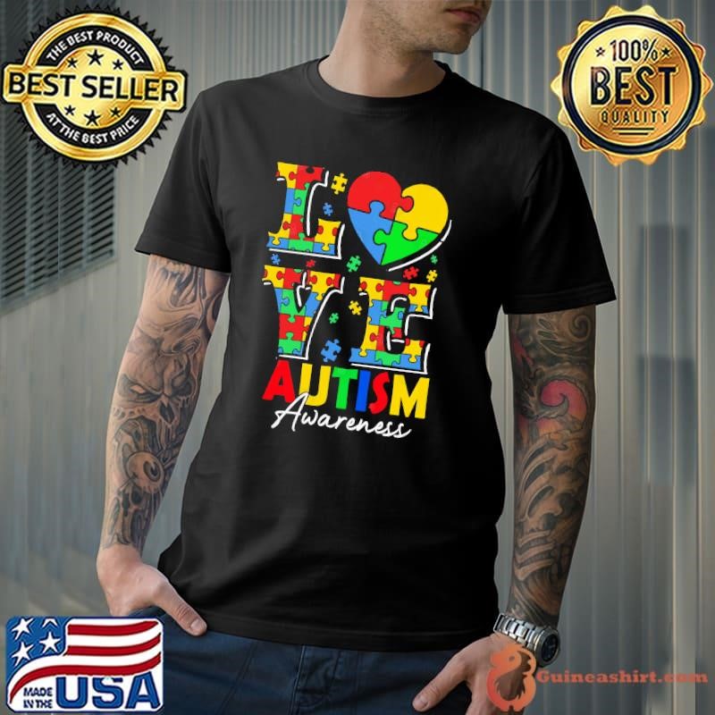 Autism Awareness Respect Love Support in Blue T-Shirt