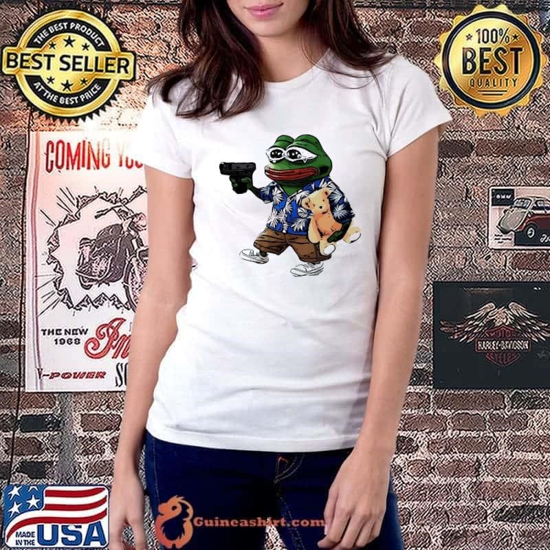 Creasy Fren Frog Holding Bear Gun shirt