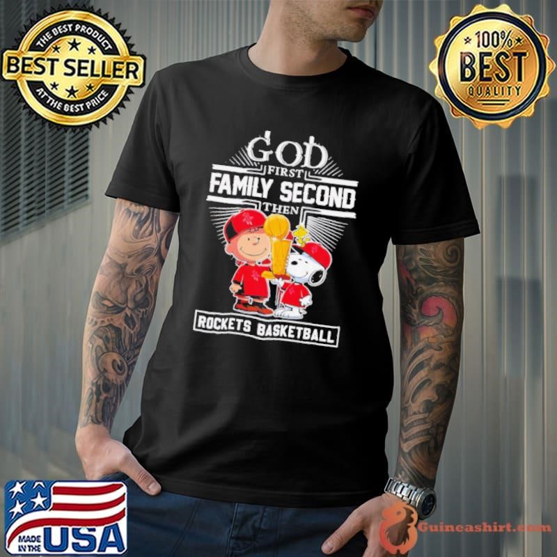 Houston Rockets God First Family Second Then Rockets Basketball Snoopy shirt