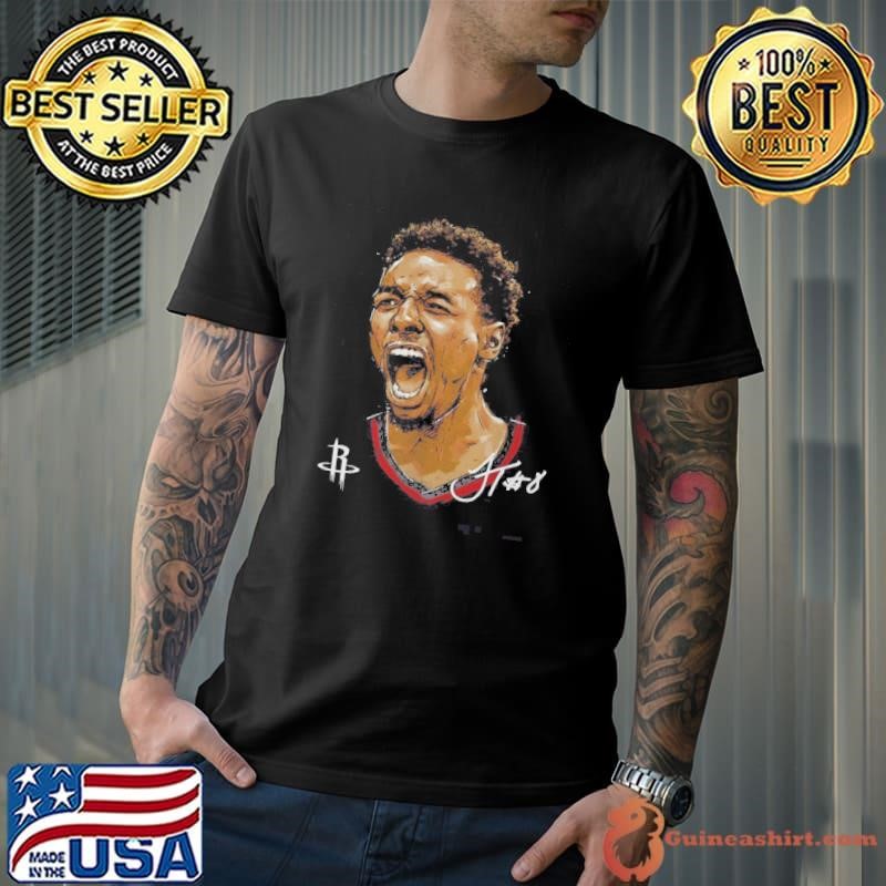 JaeSean Tate Houston Rockets MLB Basketball Player Portrait Signature Shirt
