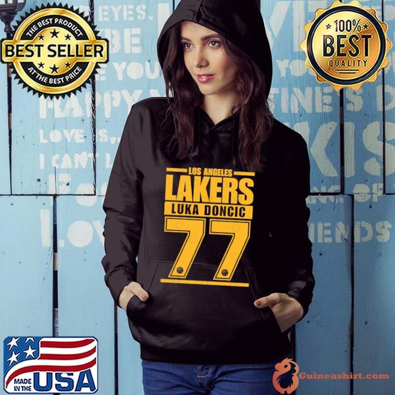 Los Angeles Lakers Luka Doncic 77 Basketball Varsity Hoodie