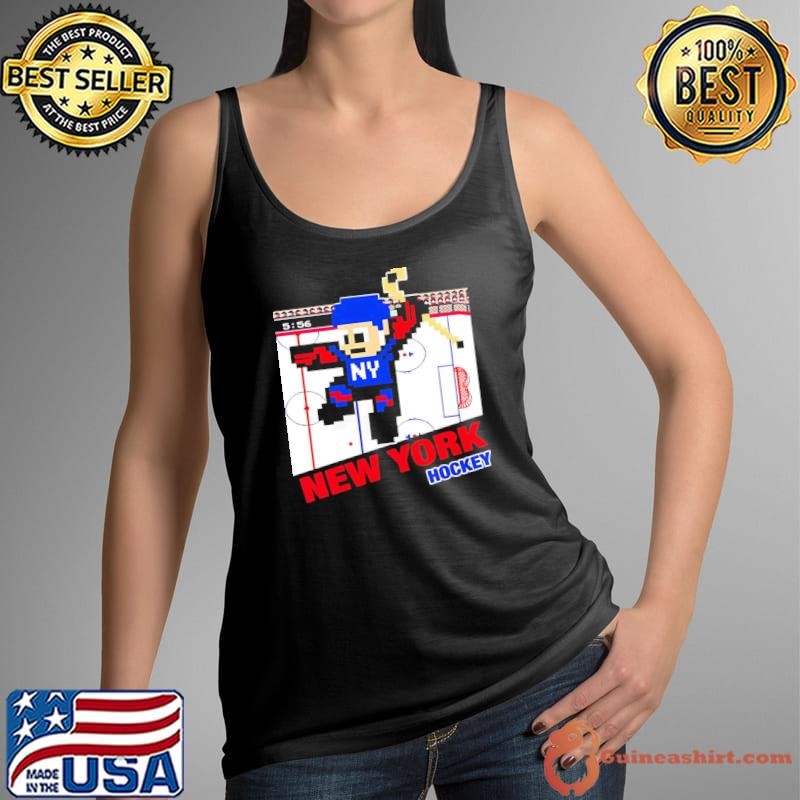 New York hockey 8-bit cartoon shirt