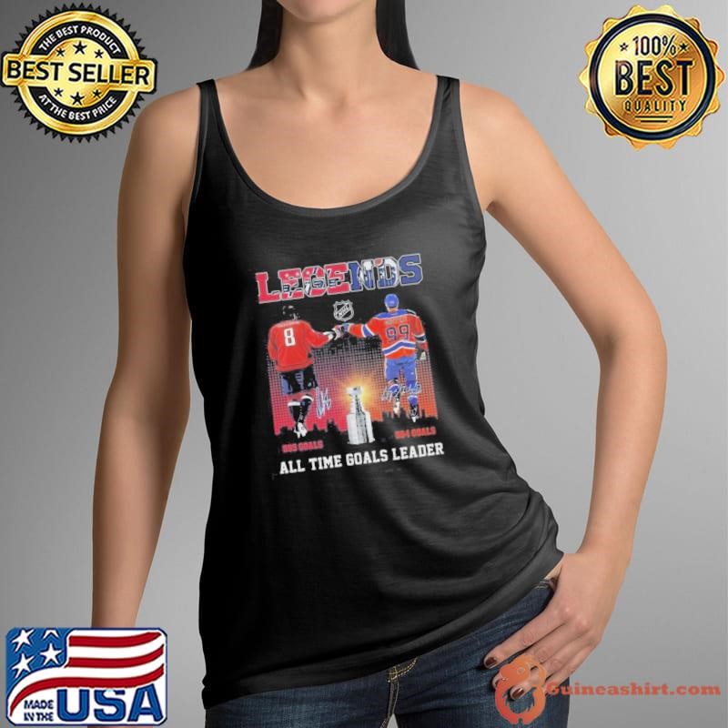 Ovechkin And Gretzky Legends NHL All Time Goals Leader Signatures 2025 Shirt