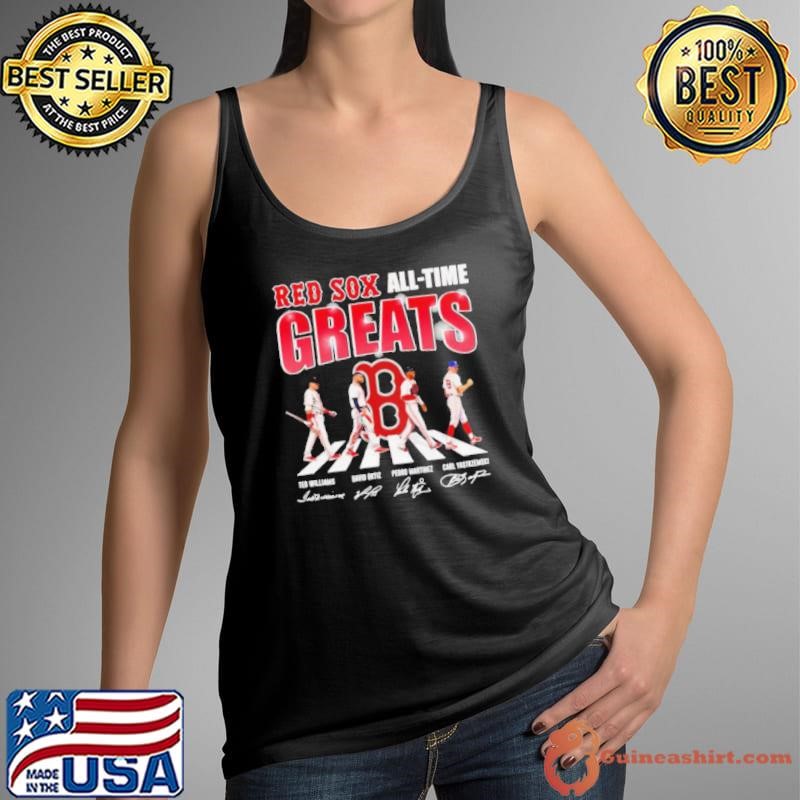 Red Sox all time greats Abbey Road Ted Williams David Ortiz Pedro Martinez shirt