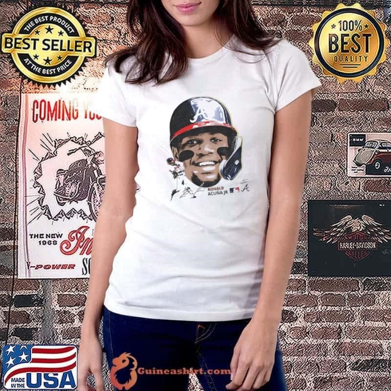 Ronald Acuña Jr. Atlanta Braves baseball big face signature shirt