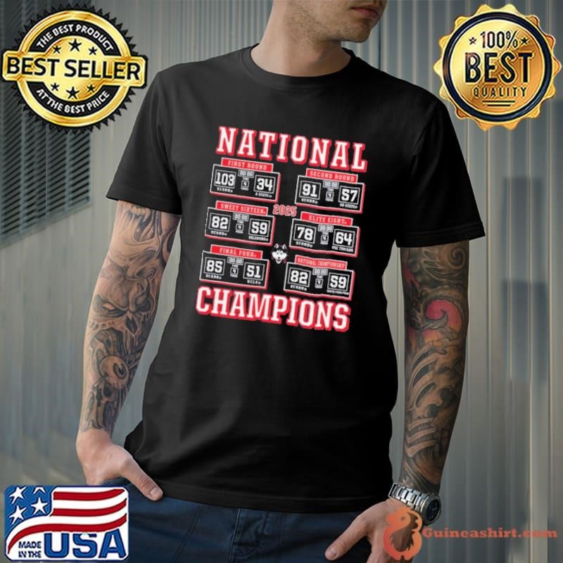UConn Huskies Navy 2025 NCAA Women’s Basketball National Champions Schedule Shirt