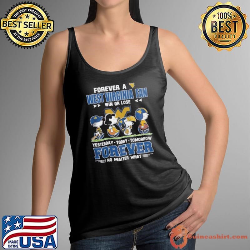 West Virginia Mountaineers With Snoopy Peanuts Forever Fan No Matter What Tank Top