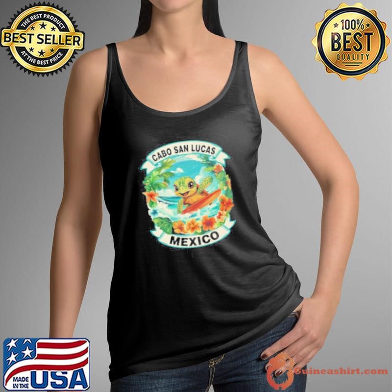 Cabo San Lucas Mexico Cute Sea Turtle Surfing Summer Vacation Tank Top