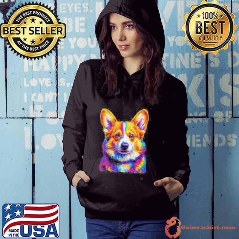 Corgi Dog Colorful Face Dog Lover Men Women Hoodie