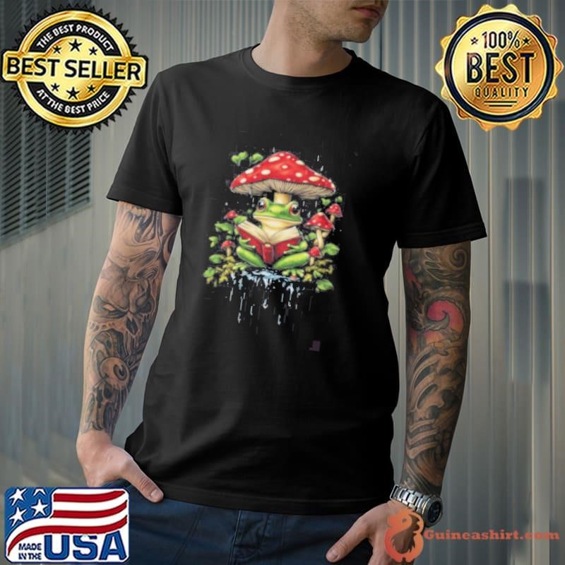 Cottagecore Aesthetic Frog Mushroom Moon Frog Graphic shirt