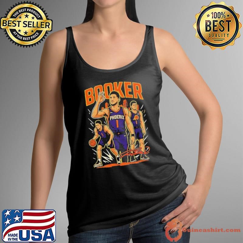 Devin Booker Phoenix Suns skyline signature cartoon shirt