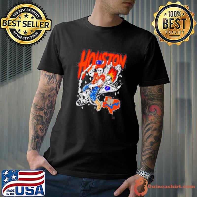 Houston Astros skeleton riding space ship shirt