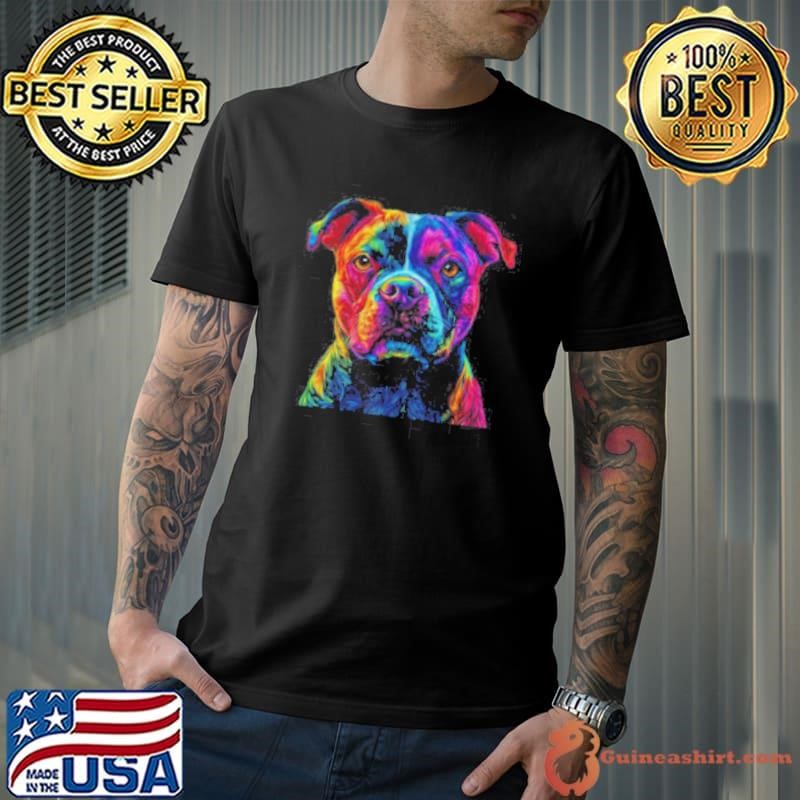 Pitbull Dog Colorful Face Dog Lover Men Women shirt