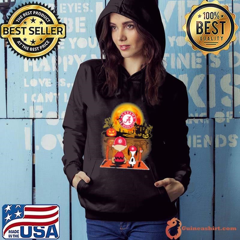 Snoopy and Charlie Brown Pumpkin Alabama Crimson Tide Halloween Moon Hoodie