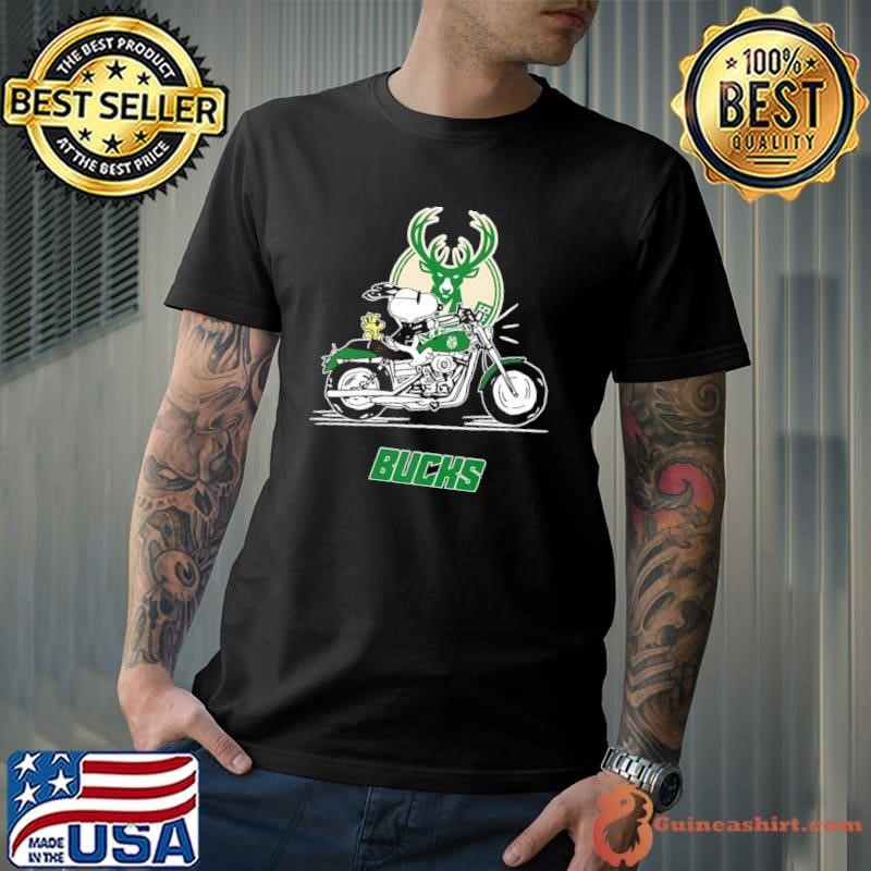 Snoopy and Woodstock driving motorbike Milwaukee Bucks Unisex
