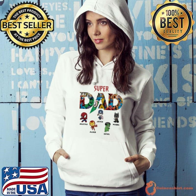 Super Dad Marvel Superhero Personalized Kids Names Father’s Day shirt
