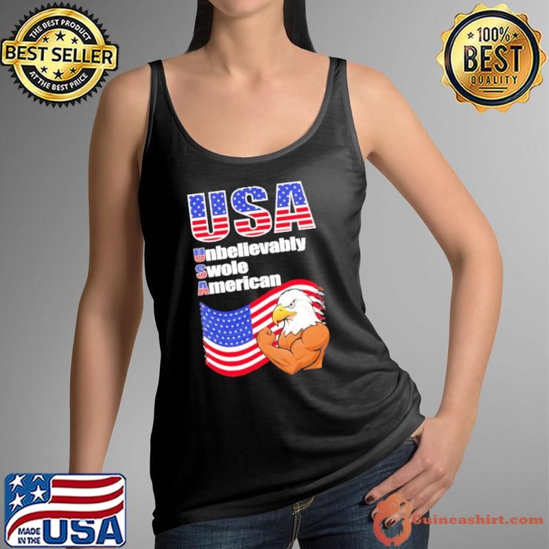 USA unbelievably swole American flag Eagle shirt