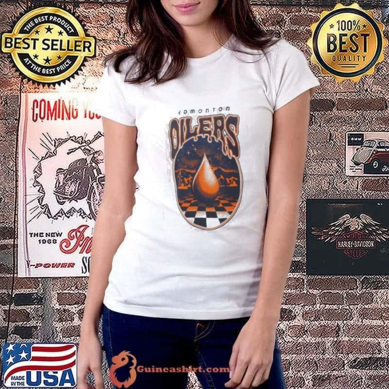 Edmonton Oilers Sport Design Sweden Oil Drop Pocket Cream T Shirt