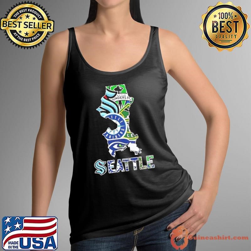 Seattle sports team map logo shirt