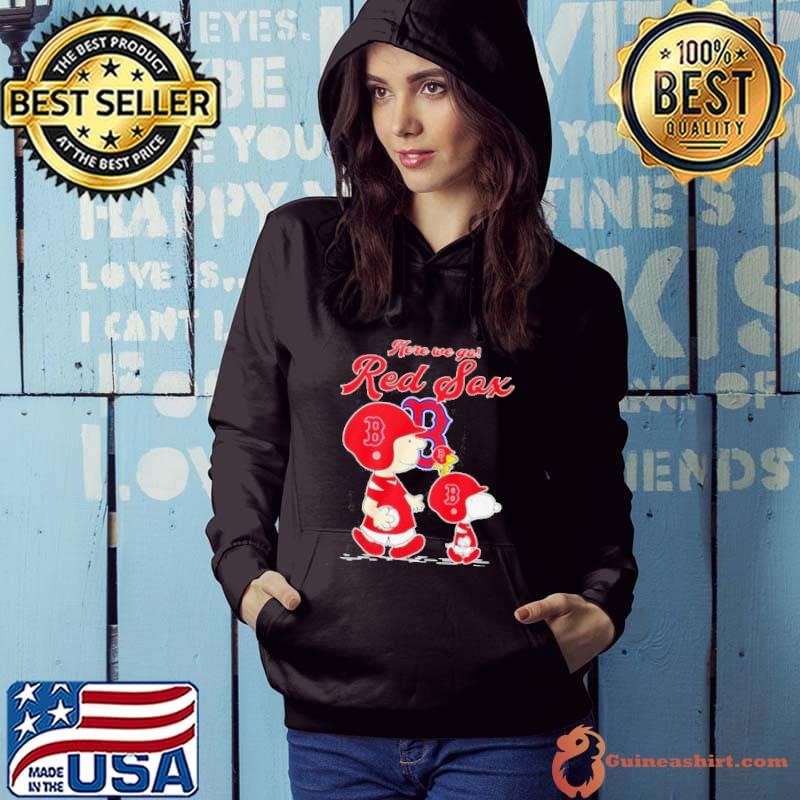 Snoopy and Charlie Brown crossing here we go Boston Red Sox Hoodie