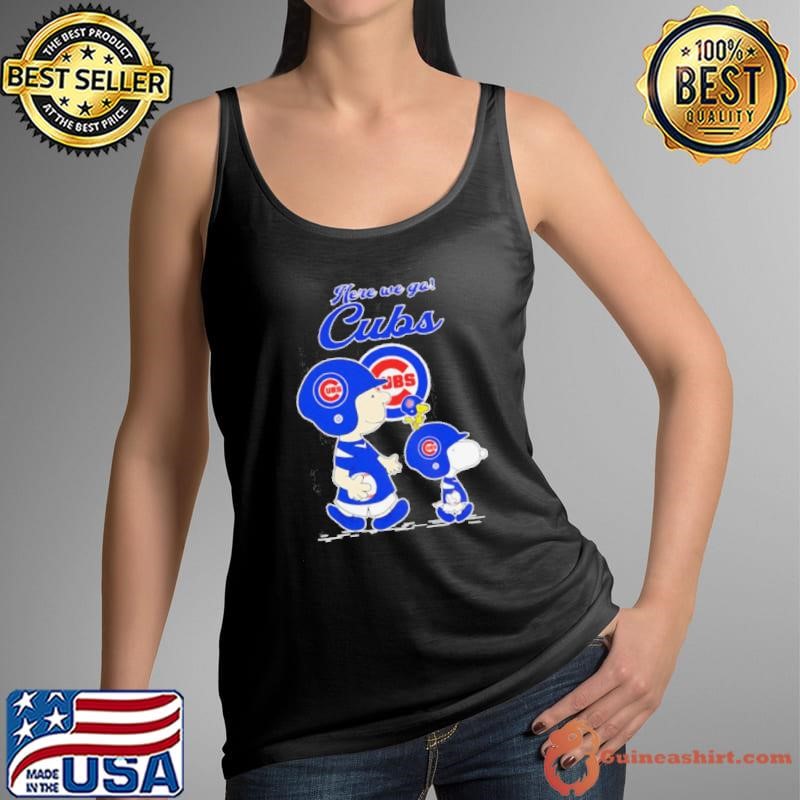 Snoopy and Charlie Brown crossing here we go Chicago Cubs shirt