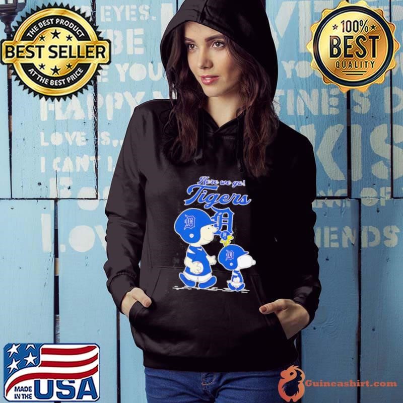 Snoopy and Charlie Brown crossing here we go Detroit Tigers Hoodie