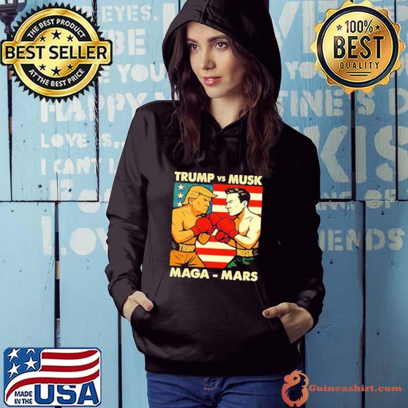 Trump vs Musk MAGA vs Mars boxing usa flag Hoodie