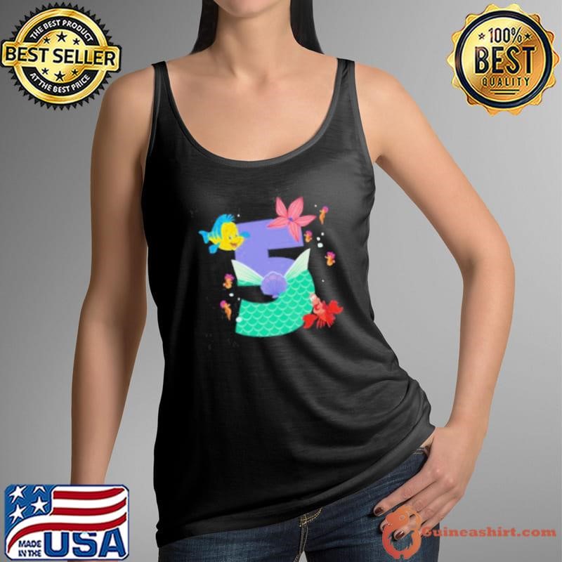 Disney Ariel Numbers 5 Fifth 5th Birthday Party Shirt