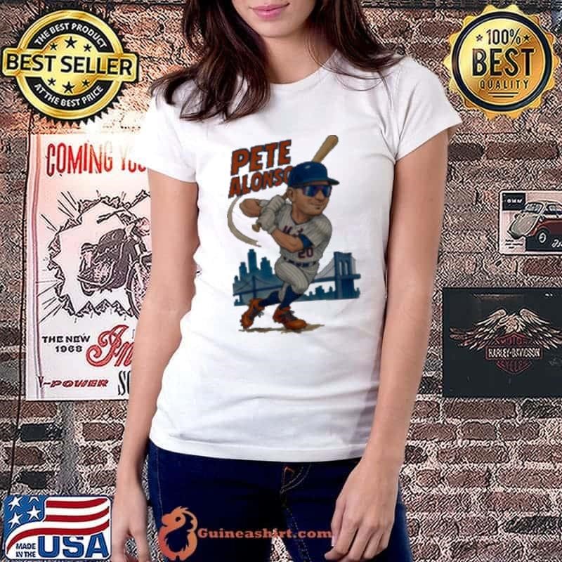 Pete Alonso 20 New York Mets Brooklyn Bridge caricature player shirt
