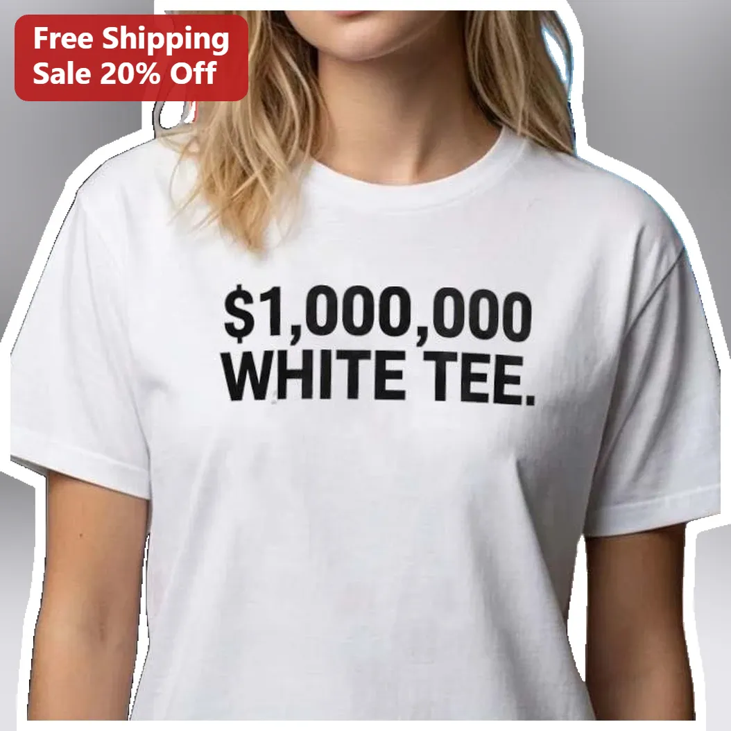 $1,000,000 White Tee Bold Typography Graphic T-Shirt for Men Luxury Streetwear Humor available at our Miami, Florida warehouse