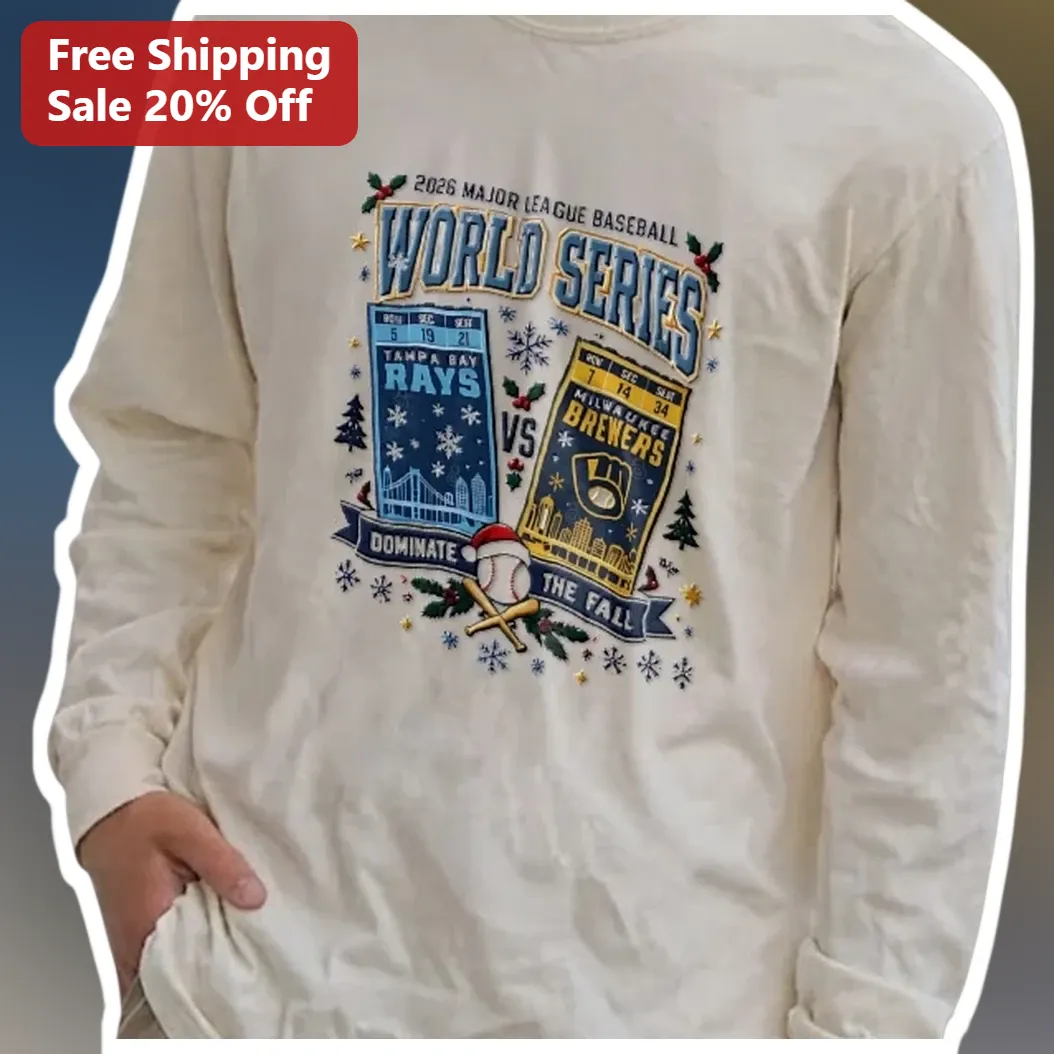 2026 MLB World Series Dominate The Fall Rays vs Brewers Christmas Long Sleeve Tee