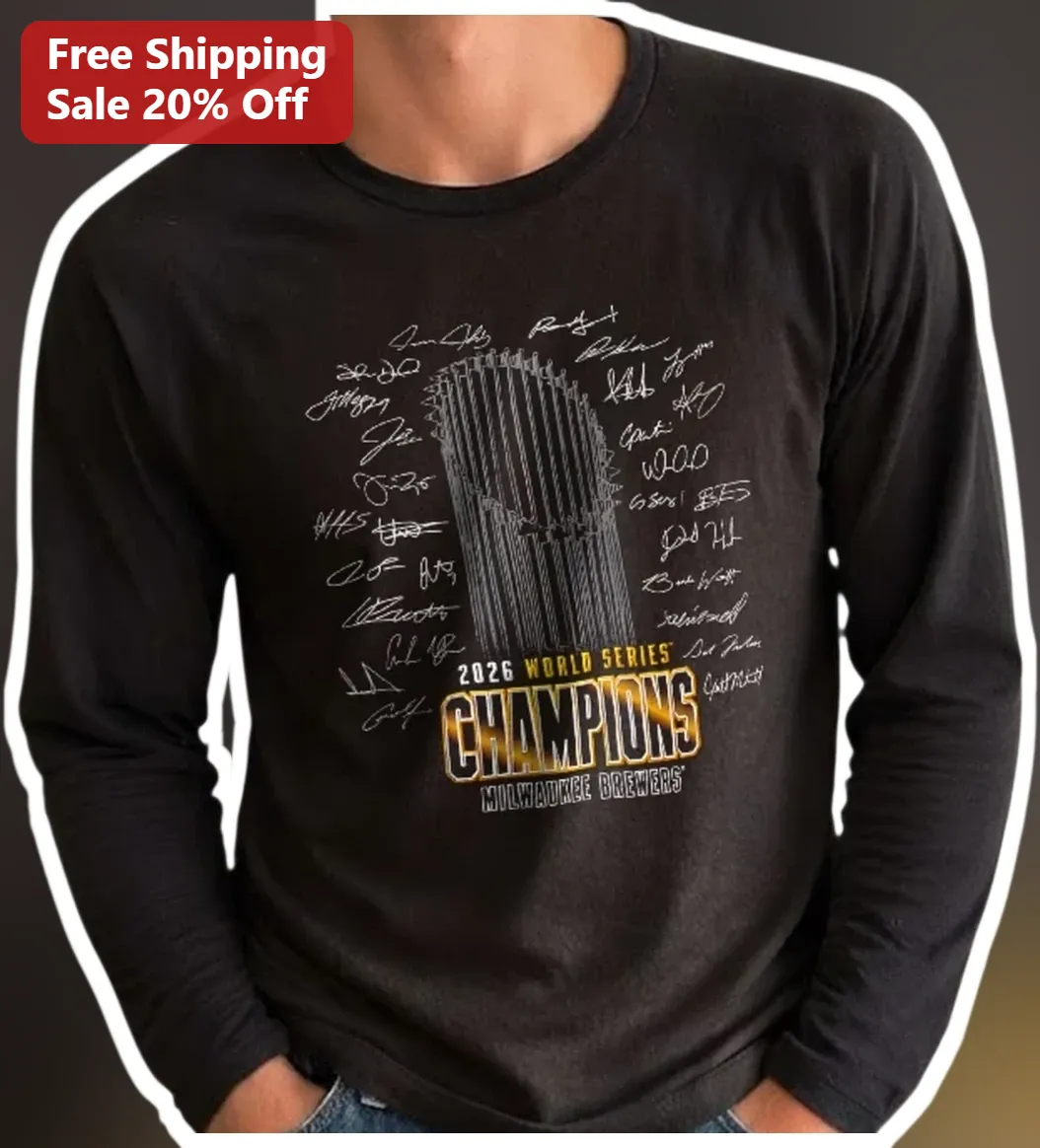 2026 World Series Champions Milwaukee Brewers Long Sleeve Tee First Ever Title Commemorative Fan Gea available at our Miami, Florida warehouse