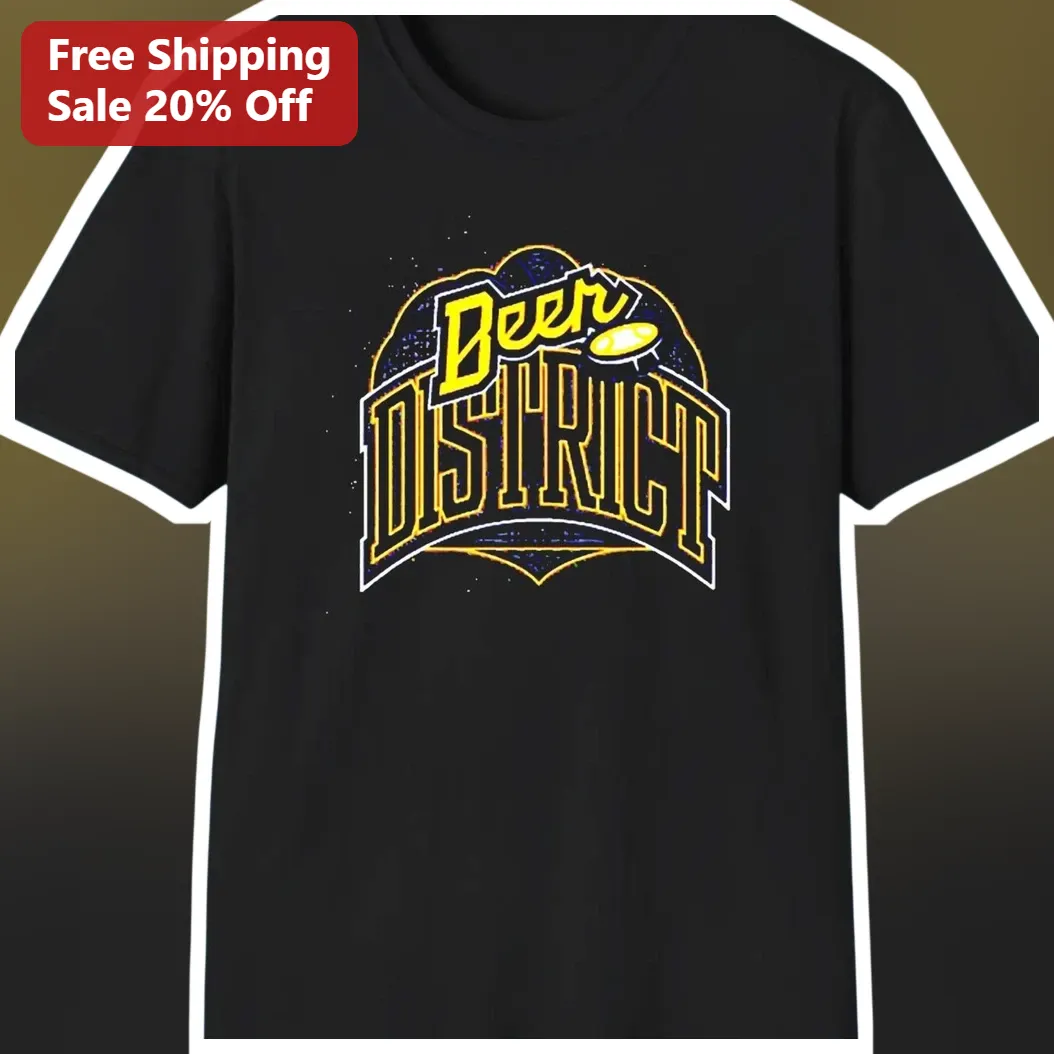 Beer District Tee Craft Beer Lover Vintage Varsity Graphic Shirt Gift for Men Women available at our Miami, Florida warehouse