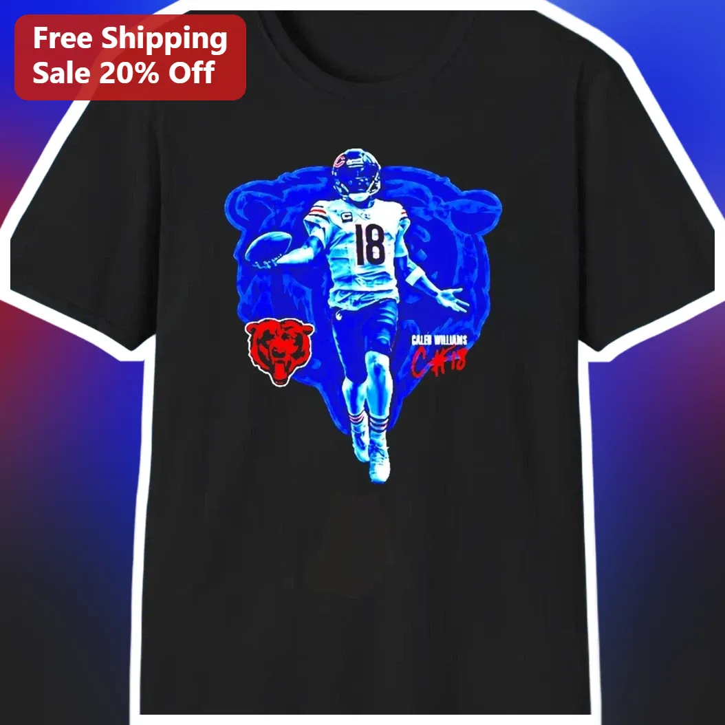 Caleb Williams #18 Chicago Bears QB Graphic Tee NFL Rookie Fan Gear available at our Miami, Florida warehouse