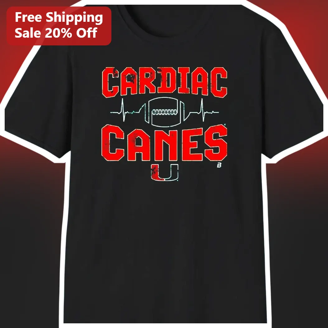 Cardiac Canes Tee Miami Hurricanes Football Heartbeat Design Vintage Collegiate Shirt available at our Miami, Florida warehouse