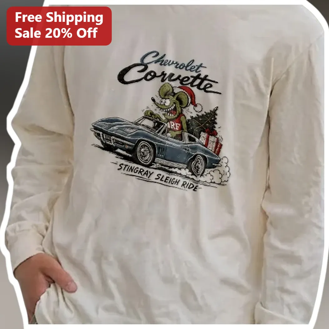 Chevrolet Corvette Stingray Sleigh Ride Long Sleeve Tee Christmas Car Enthusiast Gift