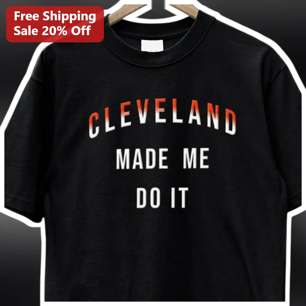 Cleveland Made Me Do It Vintage Collegiate Tee Funny Ohio Souvenir Gift available at our Miami, Florida warehouse