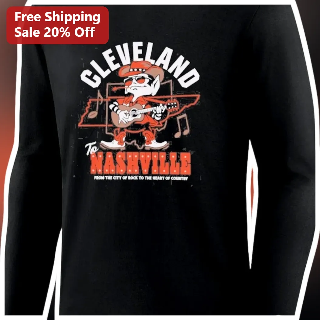 Cleveland To Nashville From The City Of Rock To The Heart Of Country Long Sleeve Tee available at our Miami, Florida warehouse