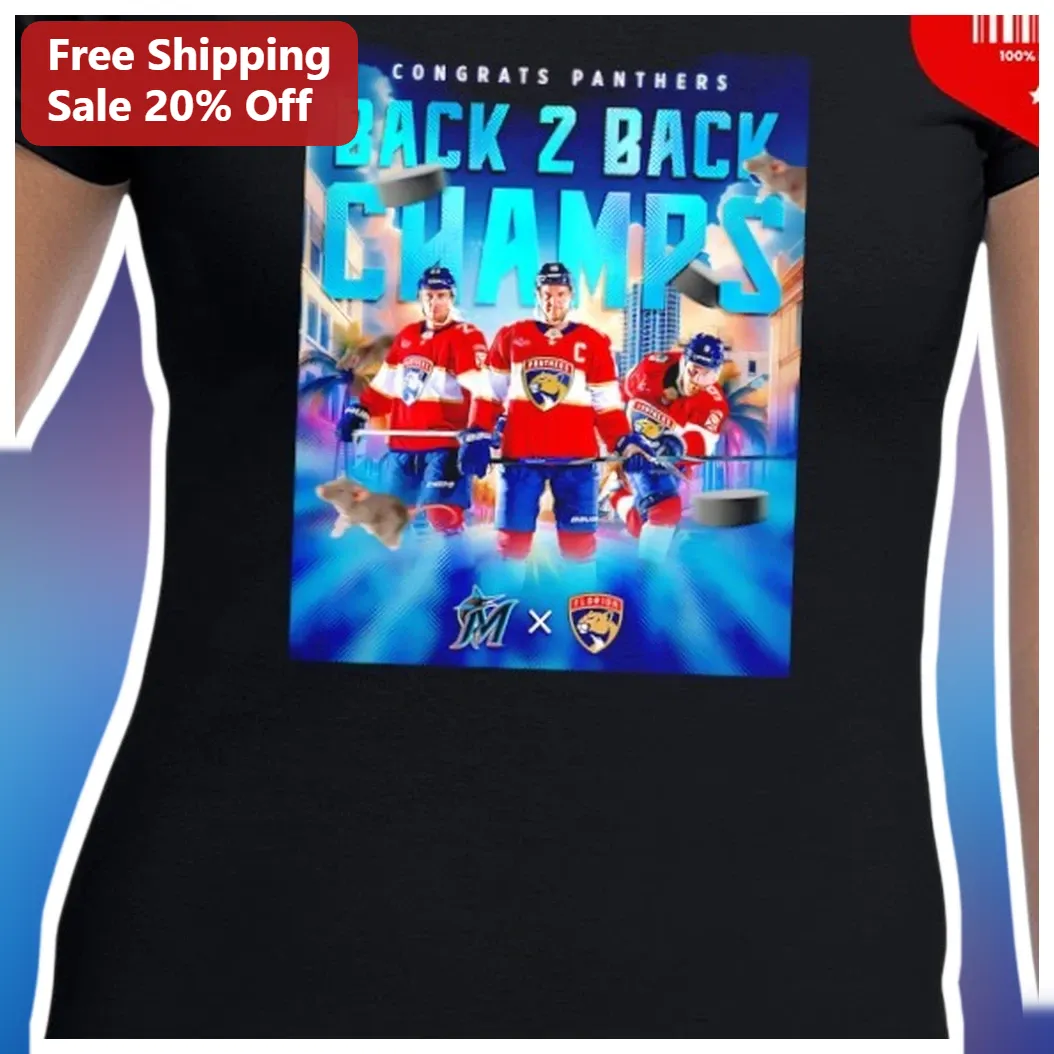 Congrats Panthers Back 2 Back Champs Tee Florida Stanley Cup Winner Fan Gear available at our Miami, Florida warehouse