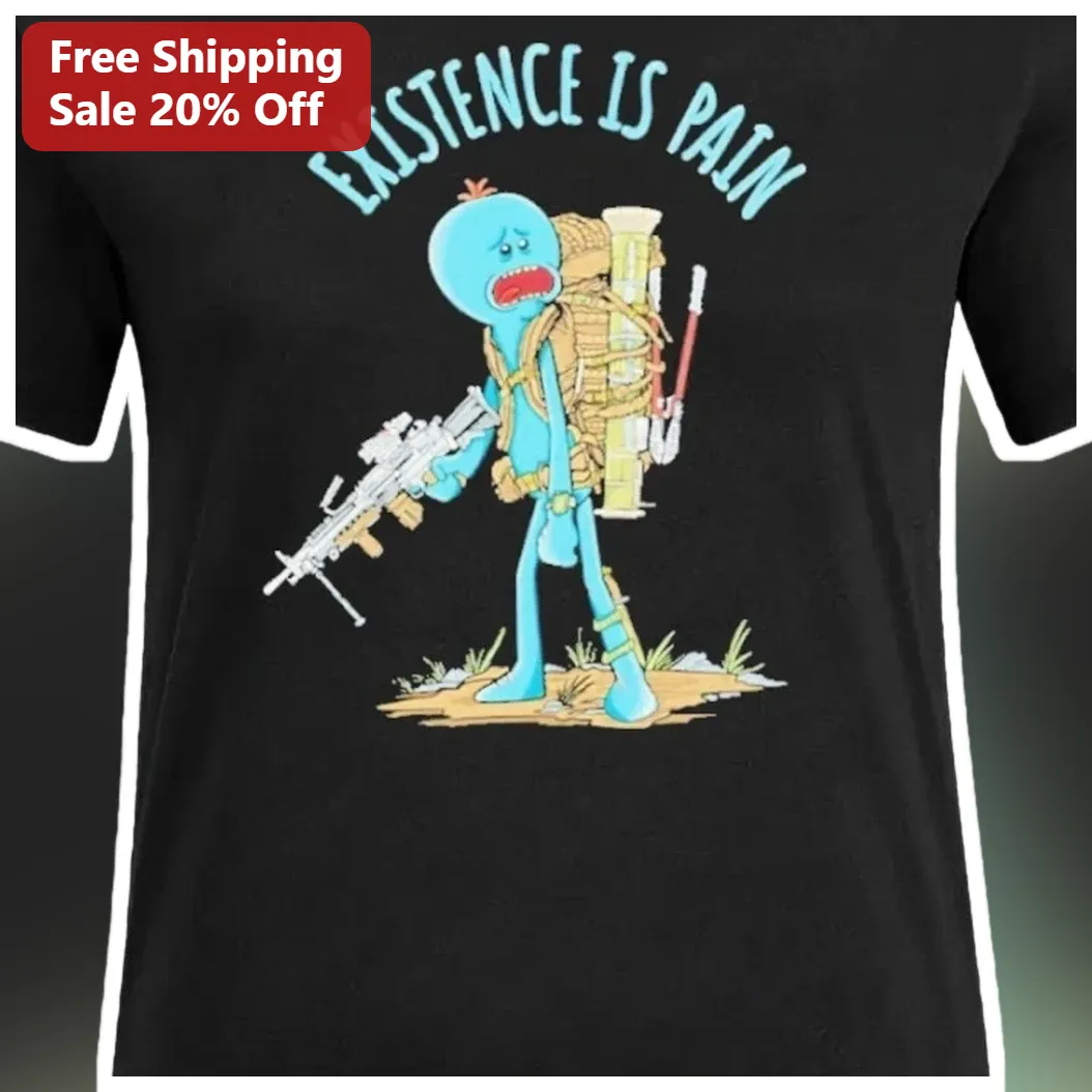 Existence Is Pain Mr Meeseeks Tactical Backpack Graphic Tee available at our Miami, Florida warehouse
