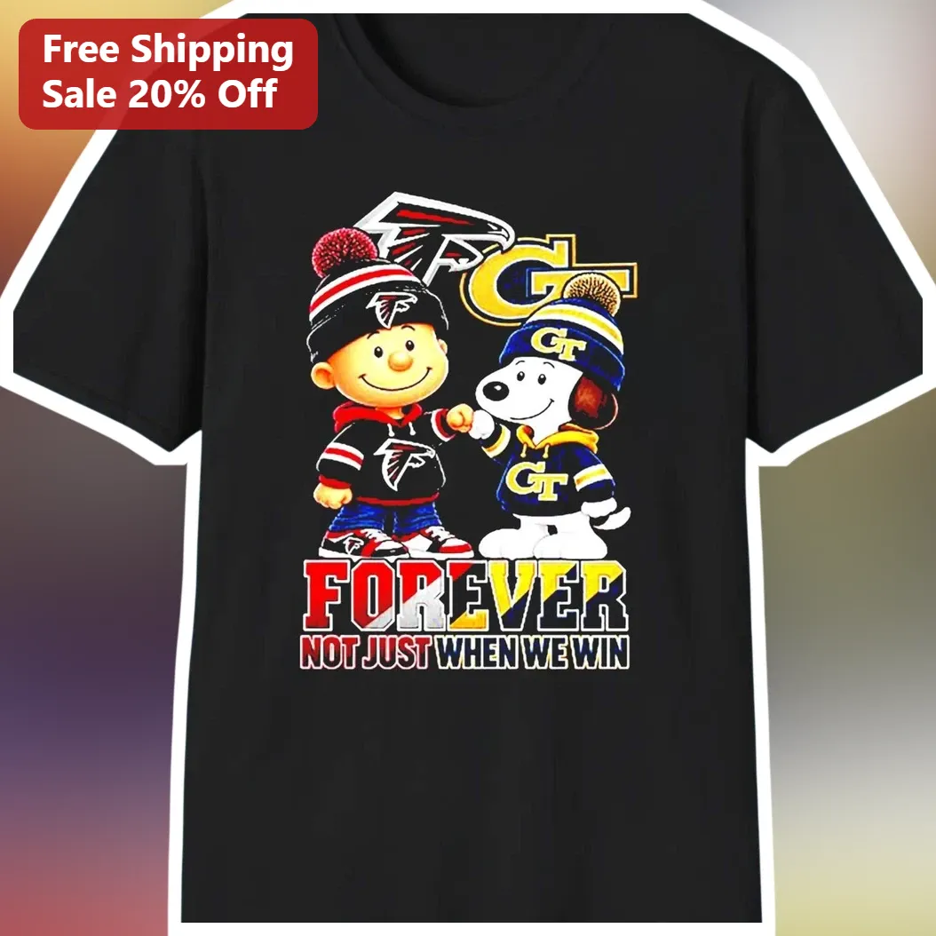 Forever Not Just When We Win Charlie Brown Snoopy Atlanta Falcons Georgia Tech Tee available at our Miami, Florida warehouse