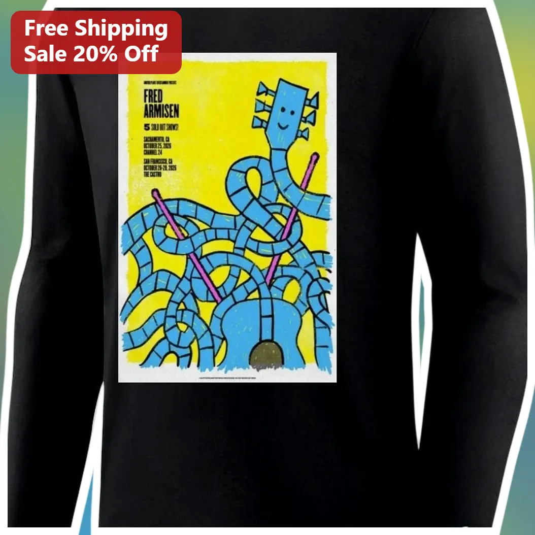 Fred Armisen Long Sleeve Shirt Surreal Guitar Art Fan Merch Gift for Comedy Lovers available at our Miami, Florida warehouse