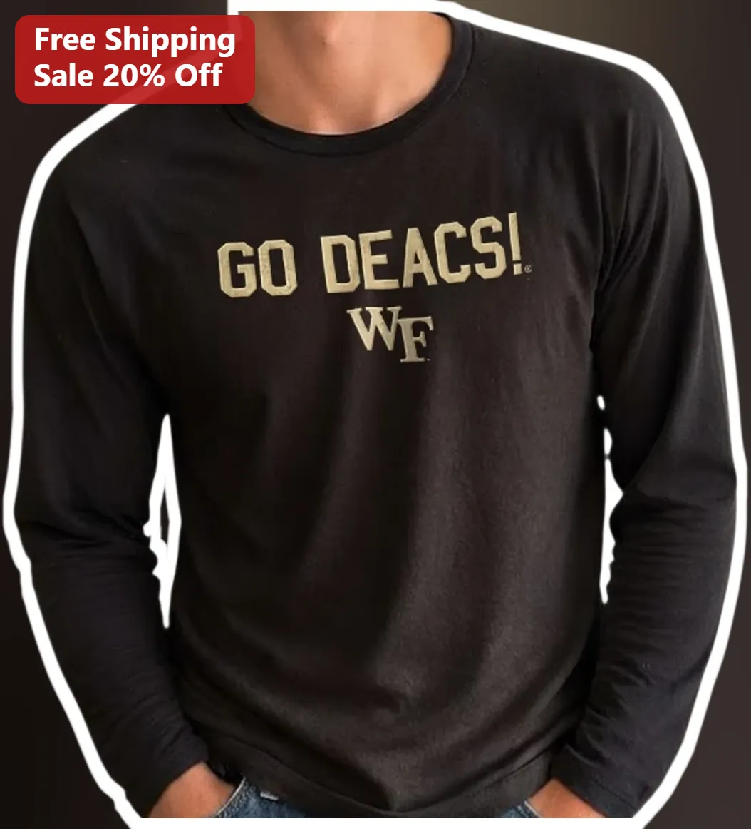 Go Deacs WF Wake Forest Demon Deacons Long Sleeve Tee available at our Miami, Florida warehouse